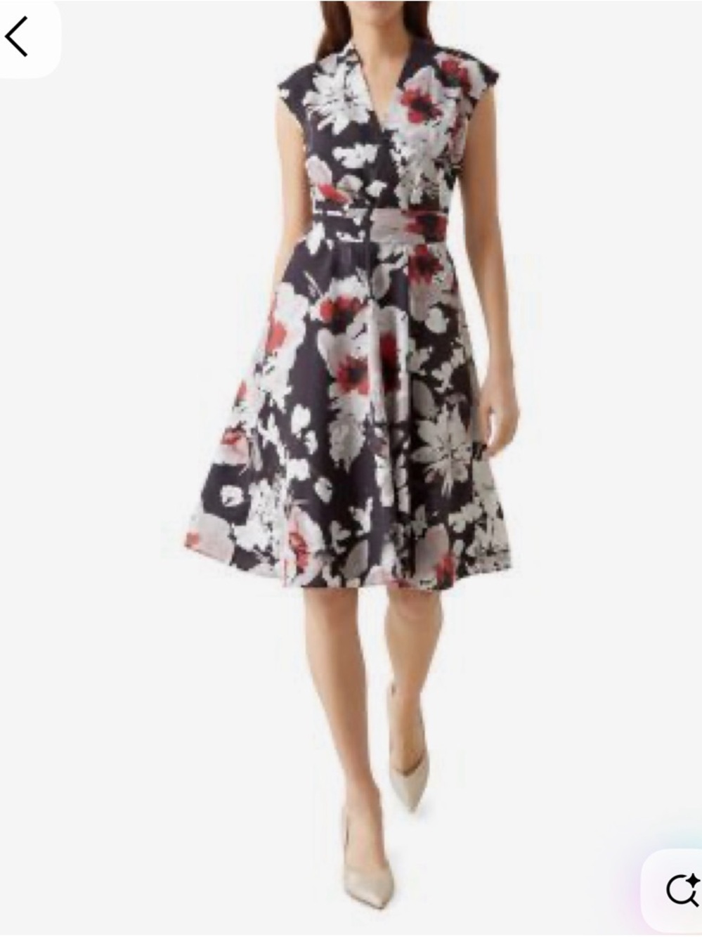 HOBBS LONDON Delphine  V-Neck Fit-and-Flare Floral Midi Dress Size 4